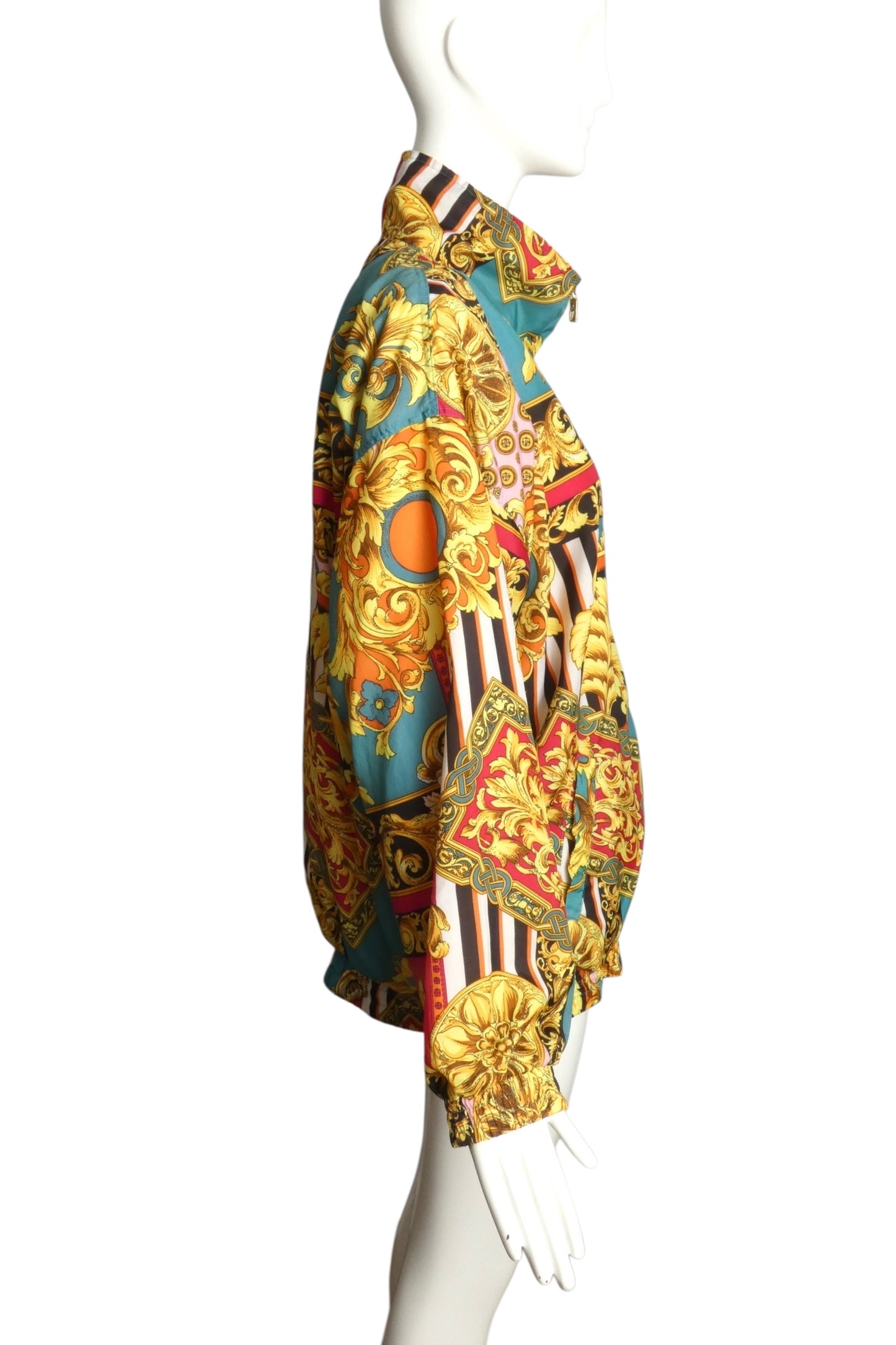 PIERRE CARDIN- 1980s Printed Satin Track Jacket, Size Large