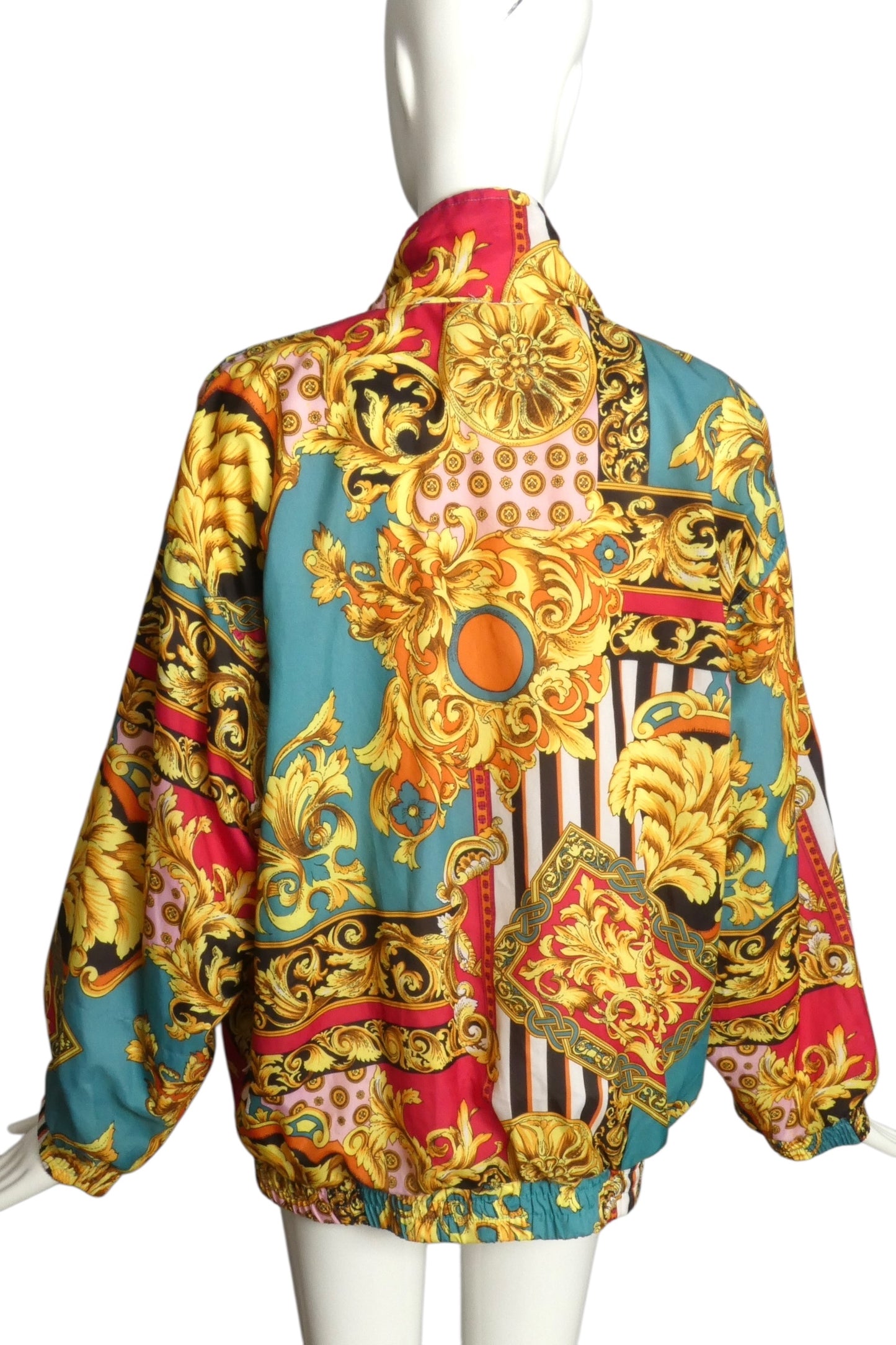 PIERRE CARDIN- 1980s Printed Satin Track Jacket, Size Large