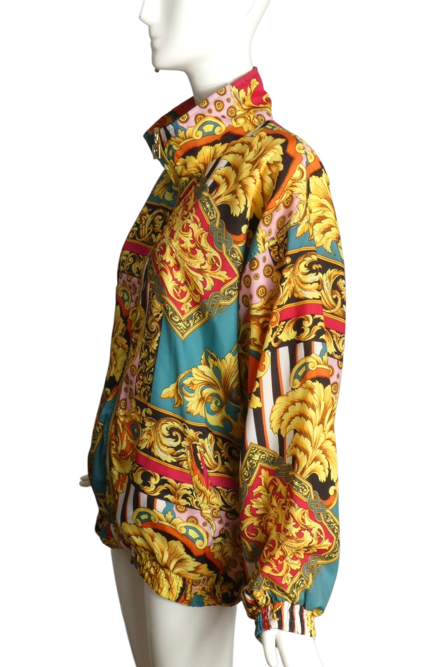 PIERRE CARDIN- 1980s Printed Satin Track Jacket, Size Large