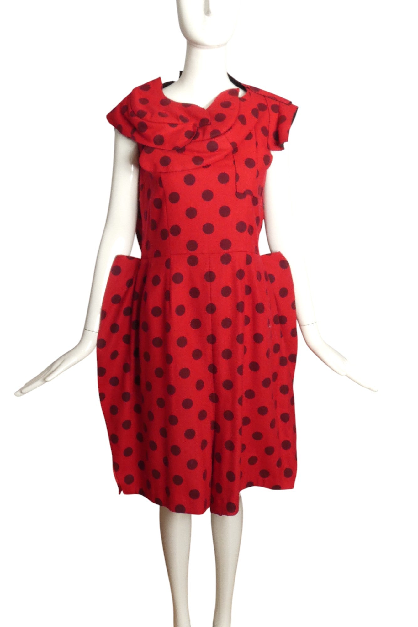COMME DES GARCONS- 2010 Wool Polka Dot Dress, Size 8
