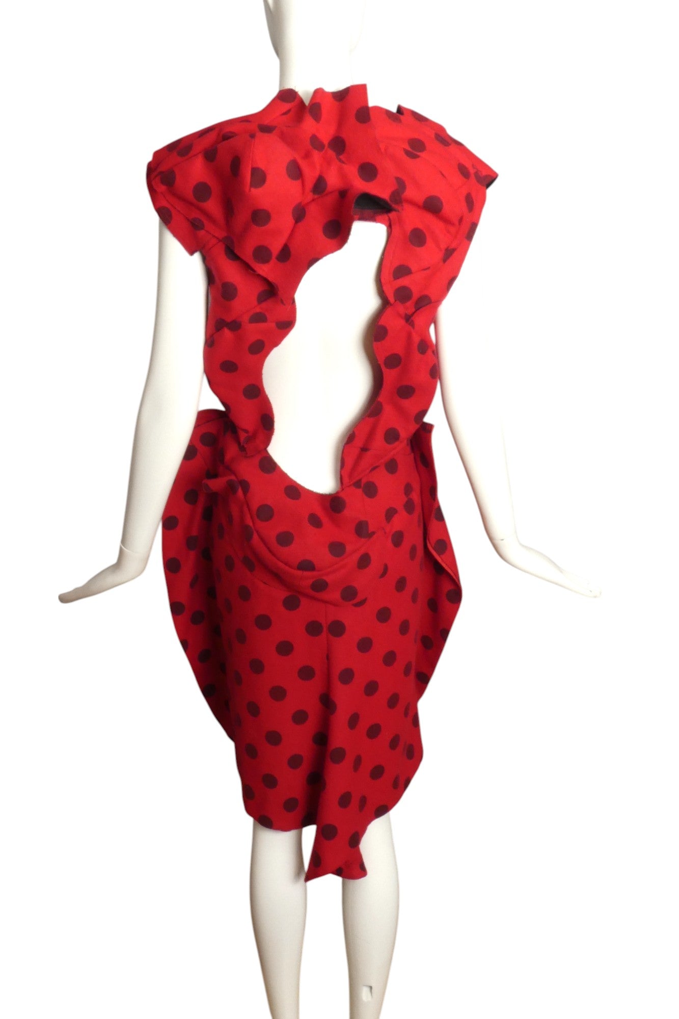 COMME DES GARCONS- 2010 Wool Polka Dot Dress, Size 8