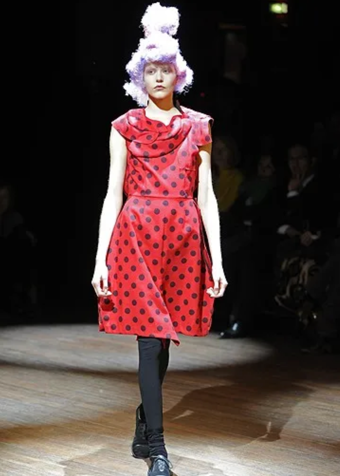 COMME DES GARCONS- 2010 Wool Polka Dot Dress, Size 8