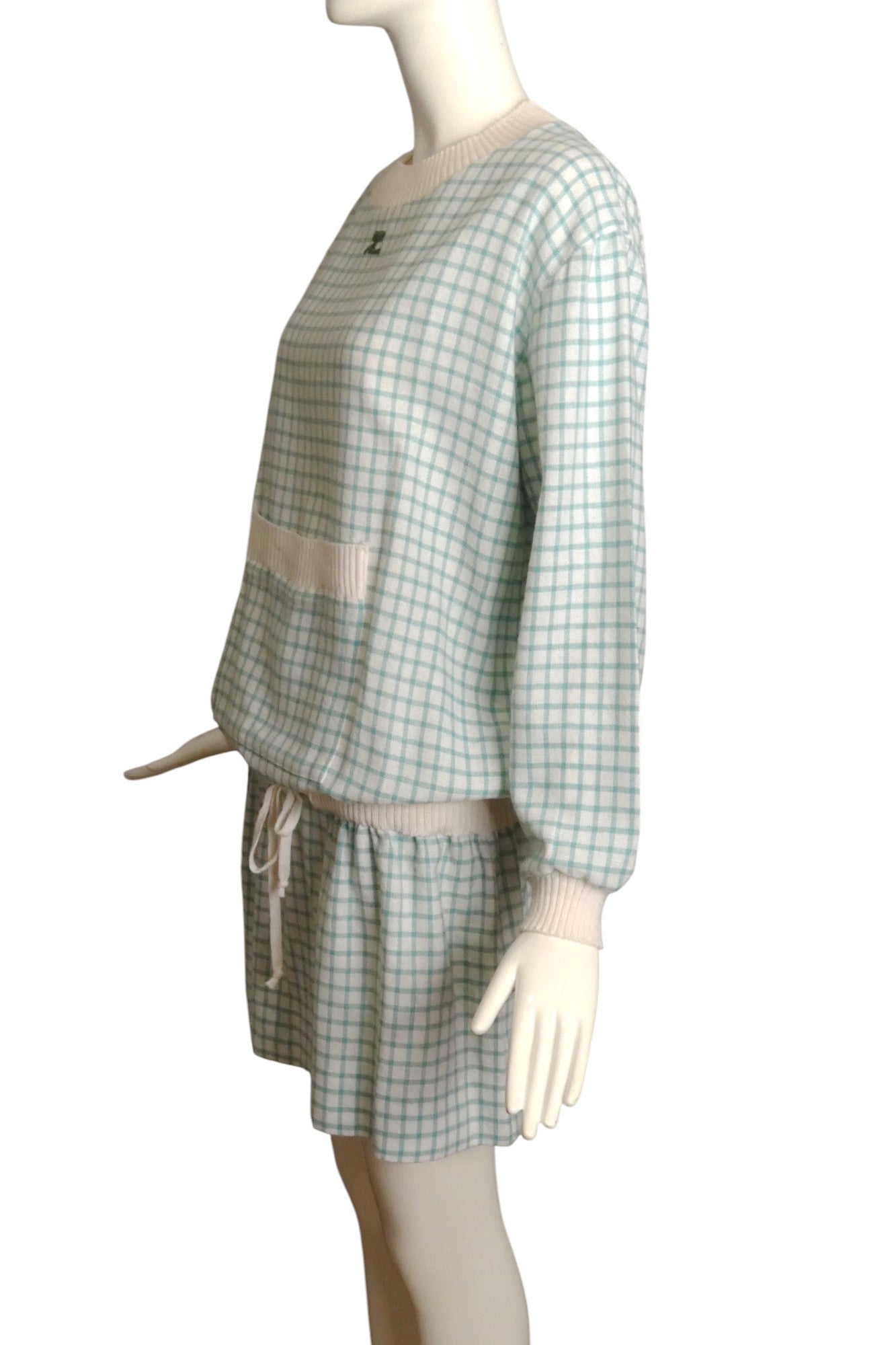 COURREGES, 1980s Windowpane Dress, Size 8