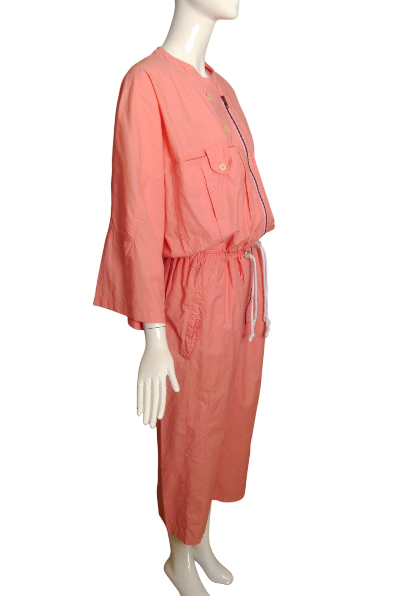 1980s Peach Cotton Jumpsuit, Size 12