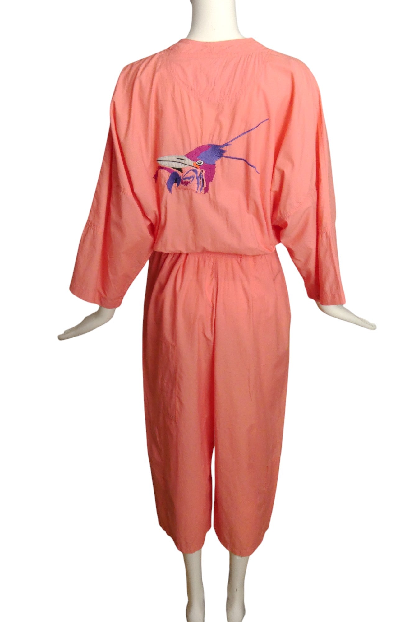 1980s Peach Cotton Jumpsuit, Size 12