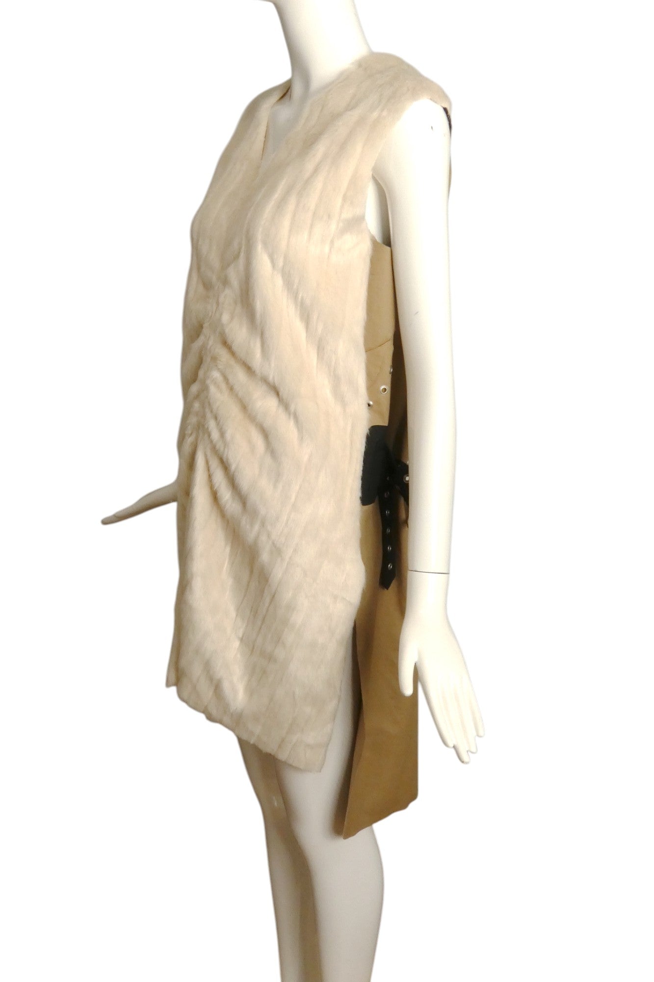 CELINE- Faux Fur & Canvas Dress, Size 8
