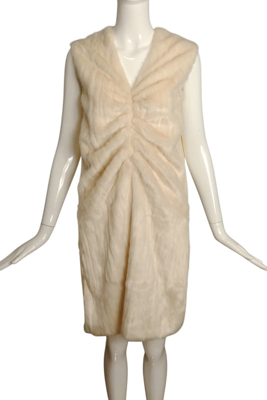CELINE- Sample Faux Fur & Flannel Tunic, Size 4