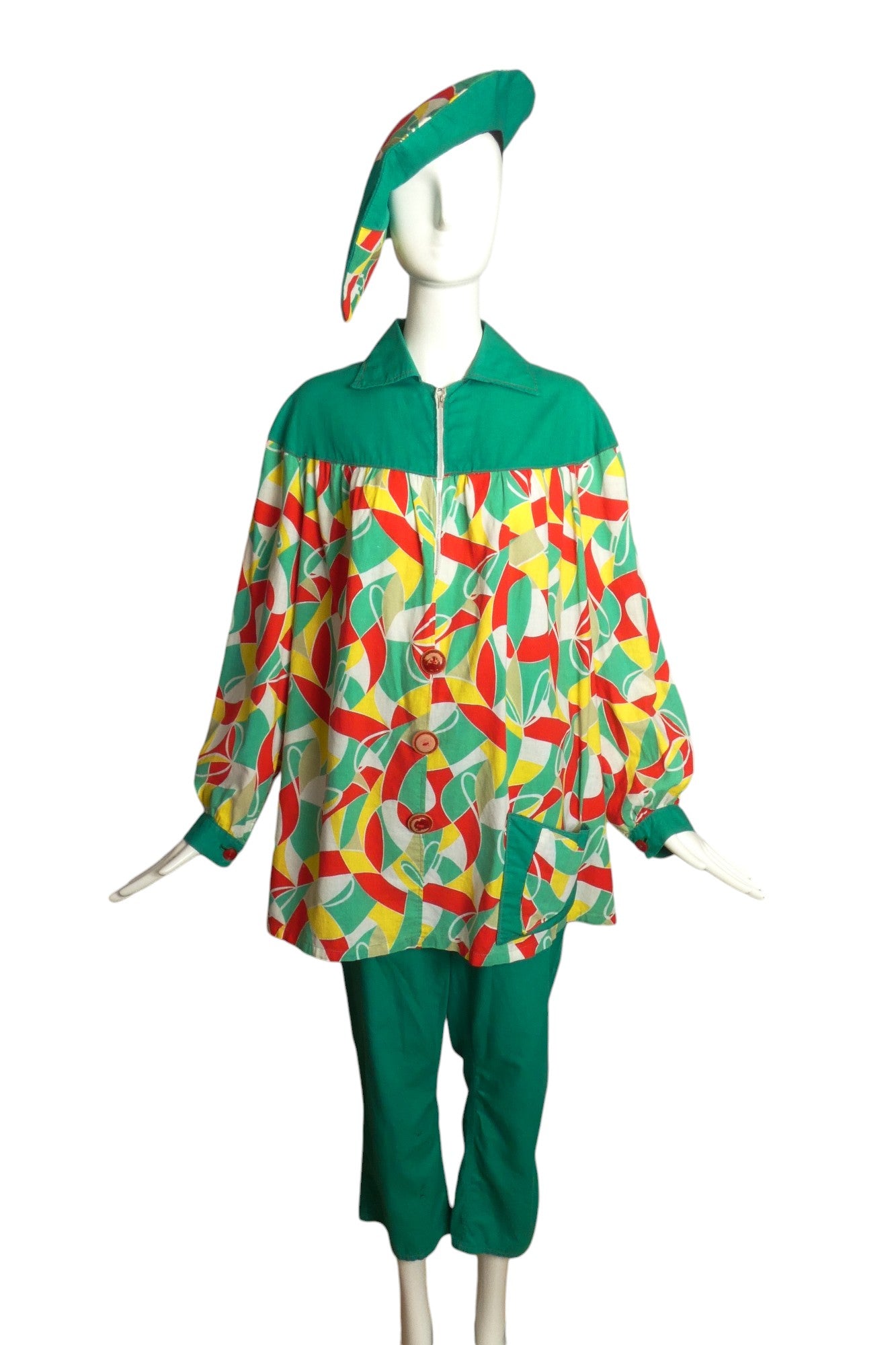 1940s 3pc Painters Smock Ensemble, Size 10