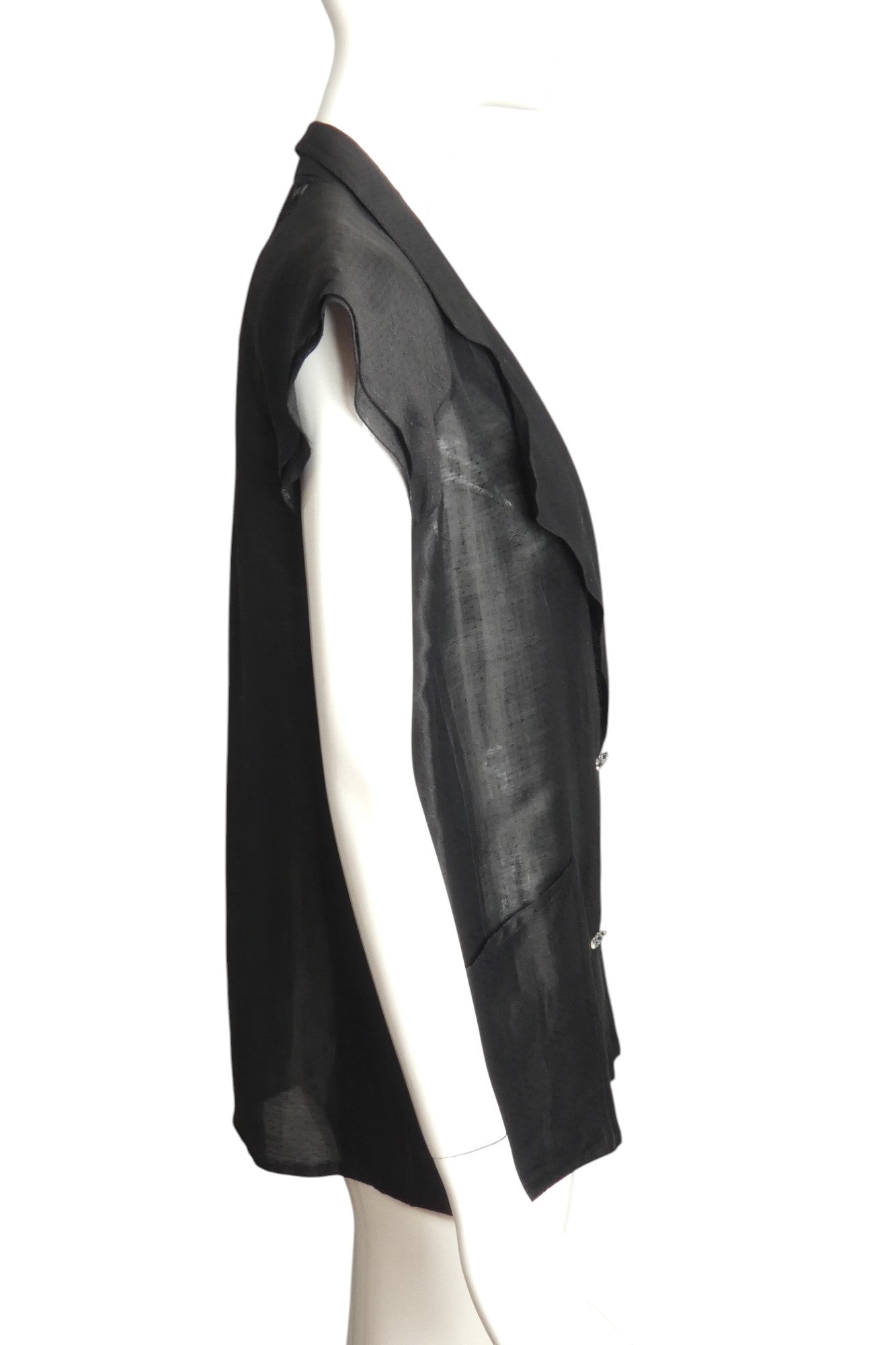 CHLOE- 1980s Black Silk Organza Blouse, Size 8