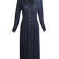 CHANEL BOUTIQUE- 1980s Navy Pleated Chiffon Dress, Size 12