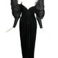 TAN GIUDICELLI- 1980s Black Velvet & Taffeta Gown, Size 2