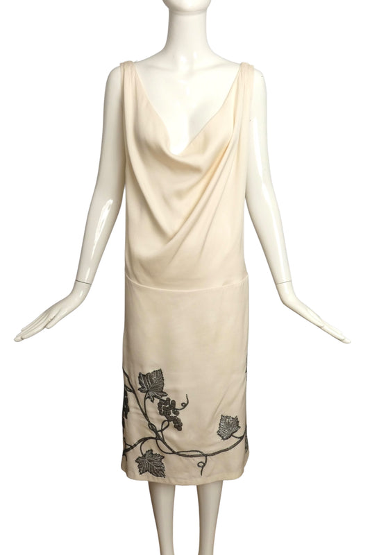 ALEXANDER MCQUEEN- 2007 Embroidered Silk Dress, Size 8