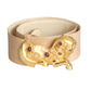 JUDITH LEIBER- 1980s Ivory Snakeskin Horse Buckle Adjustable Belt