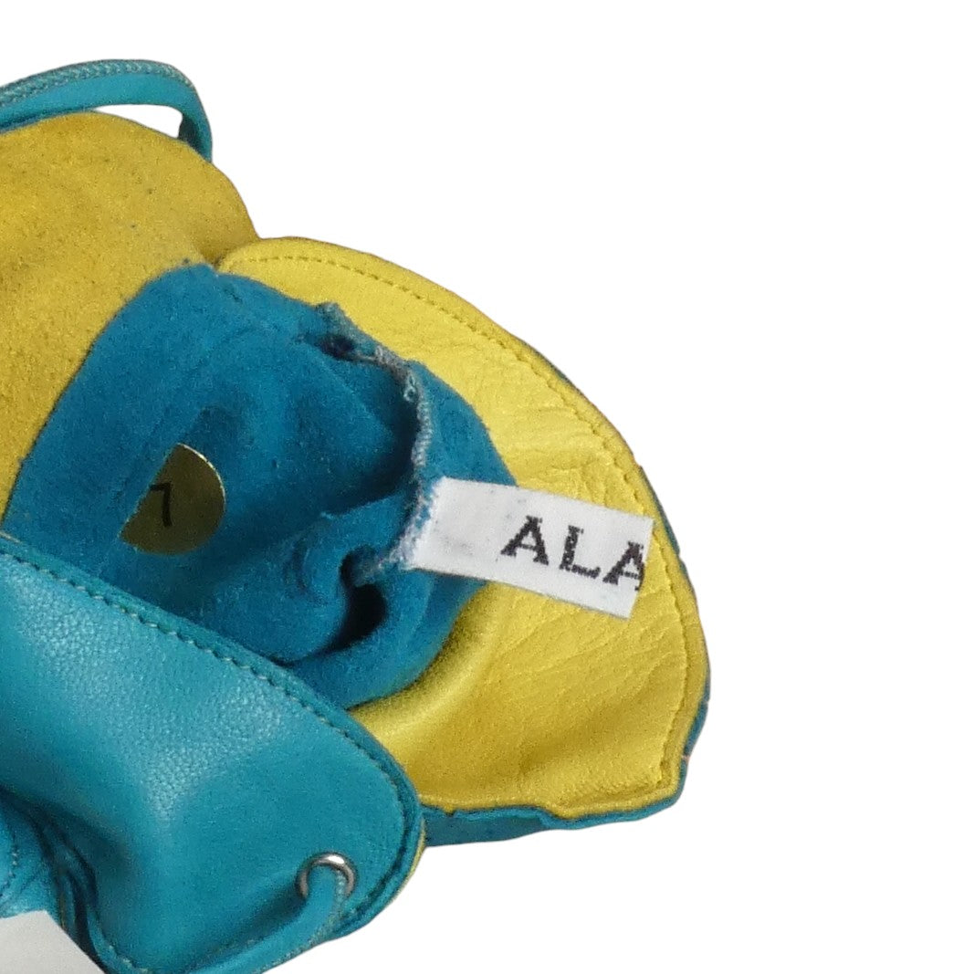 ALAIA- 1980s Turquoise Leather Gloves, Size 7