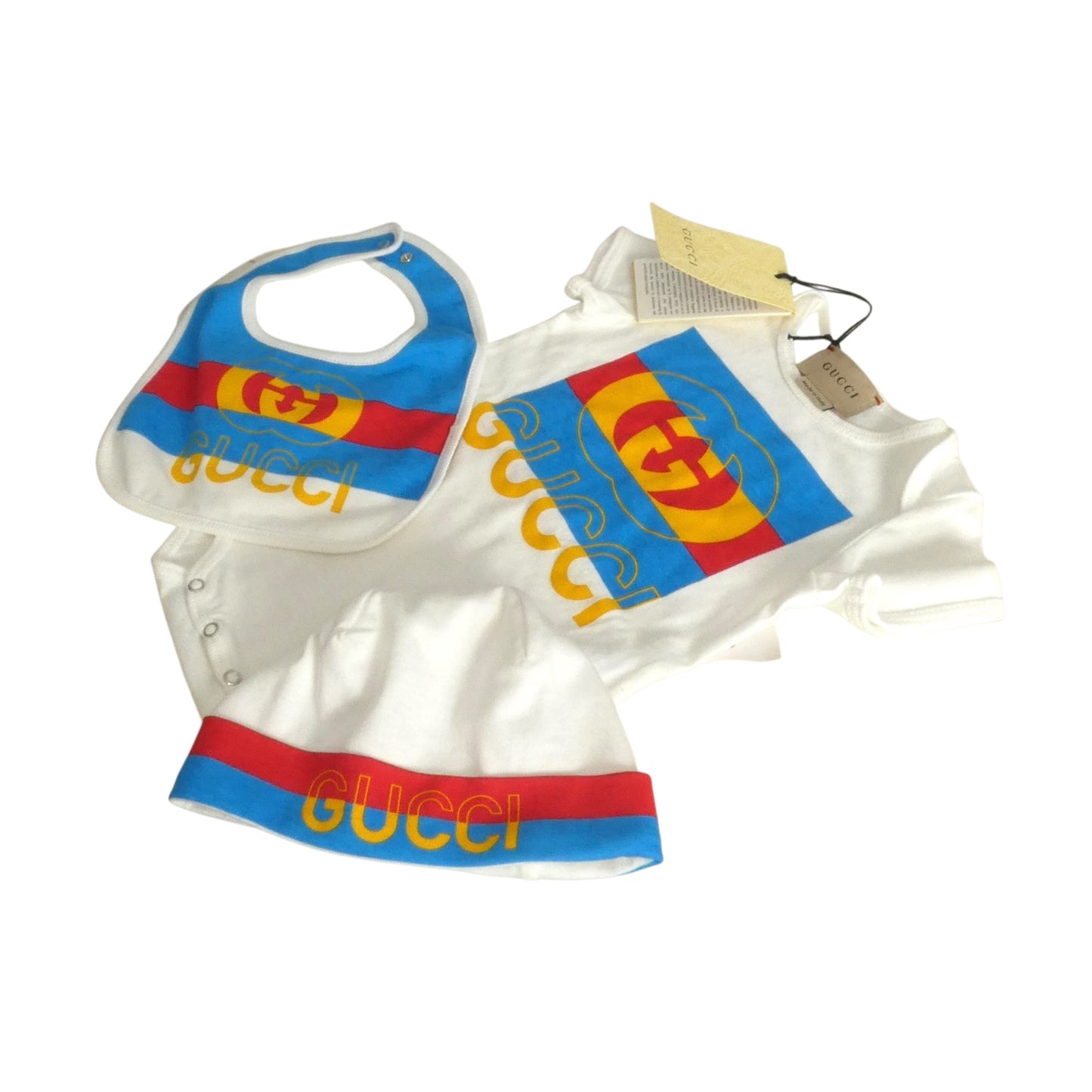 GUCCI- NWT 3pc Multi Color Infant Set, Size 3-6 Months