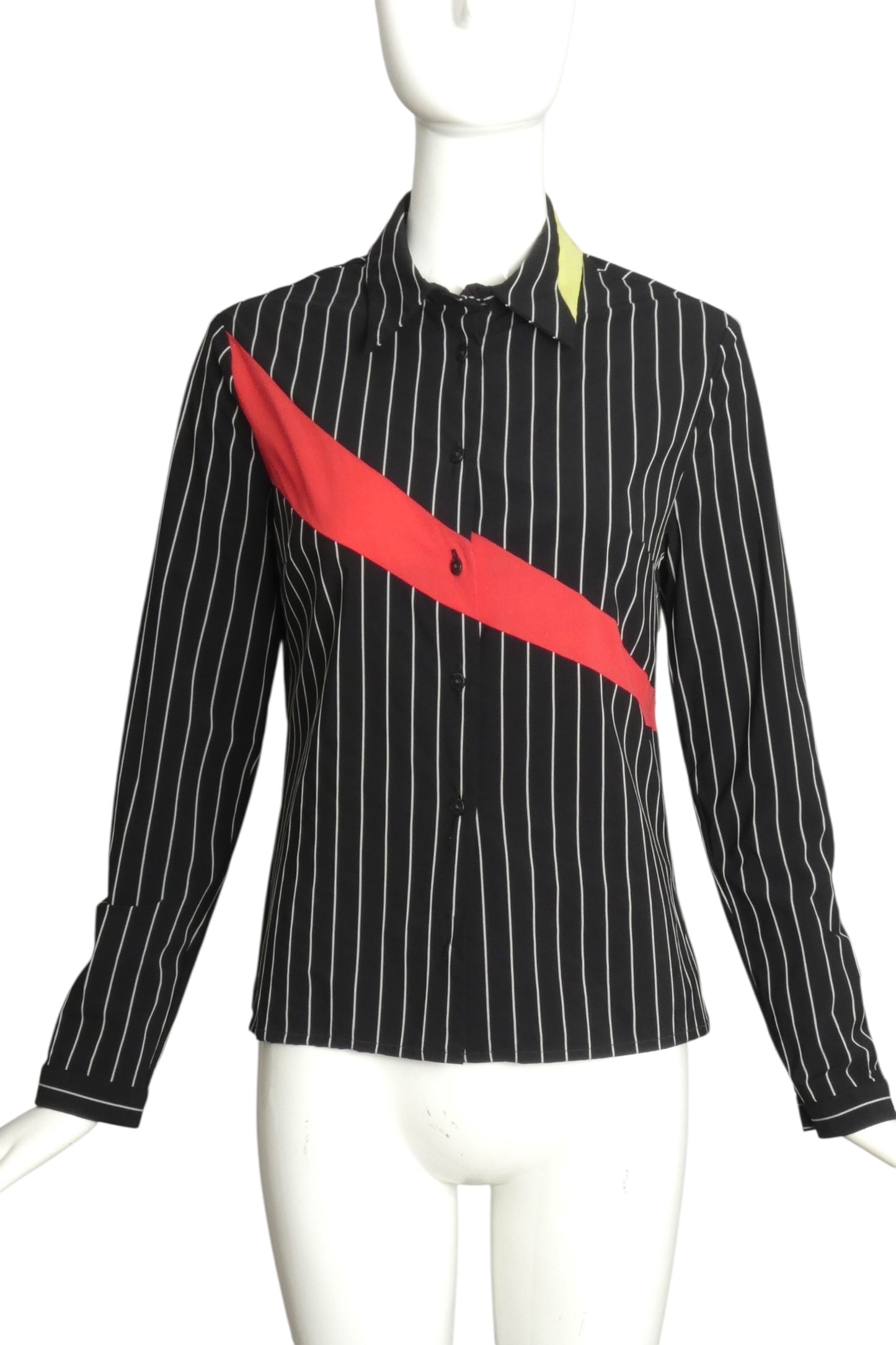 VERSUS VERSACE- 1990s Fabric Block L/S Blouse, Size 4