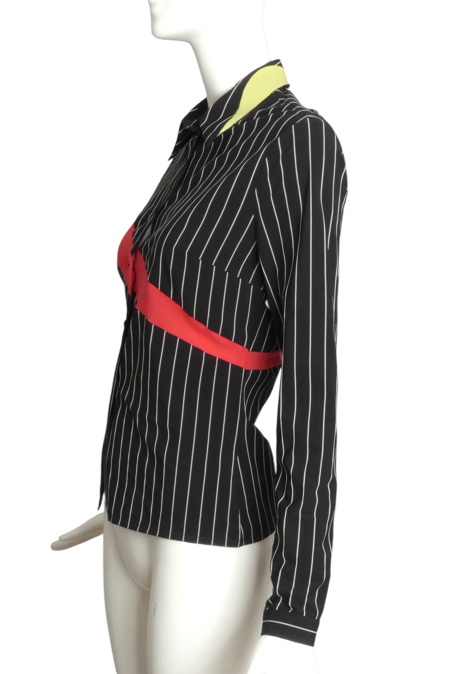 VERSUS VERSACE- 1990s Fabric Block L/S Blouse, Size 4