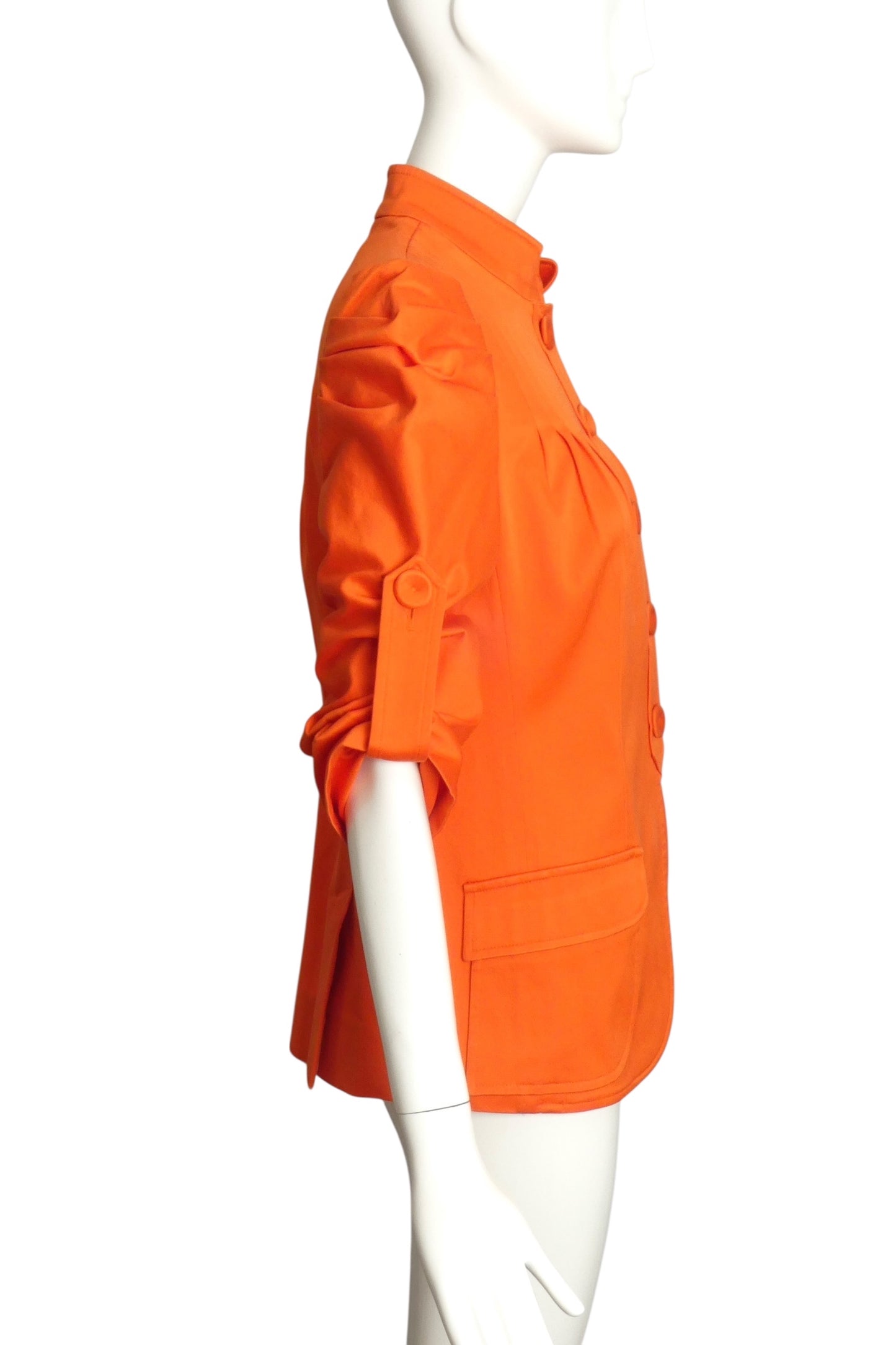 VERSACE- Orange Pleated Cotton Jacket, Size 6