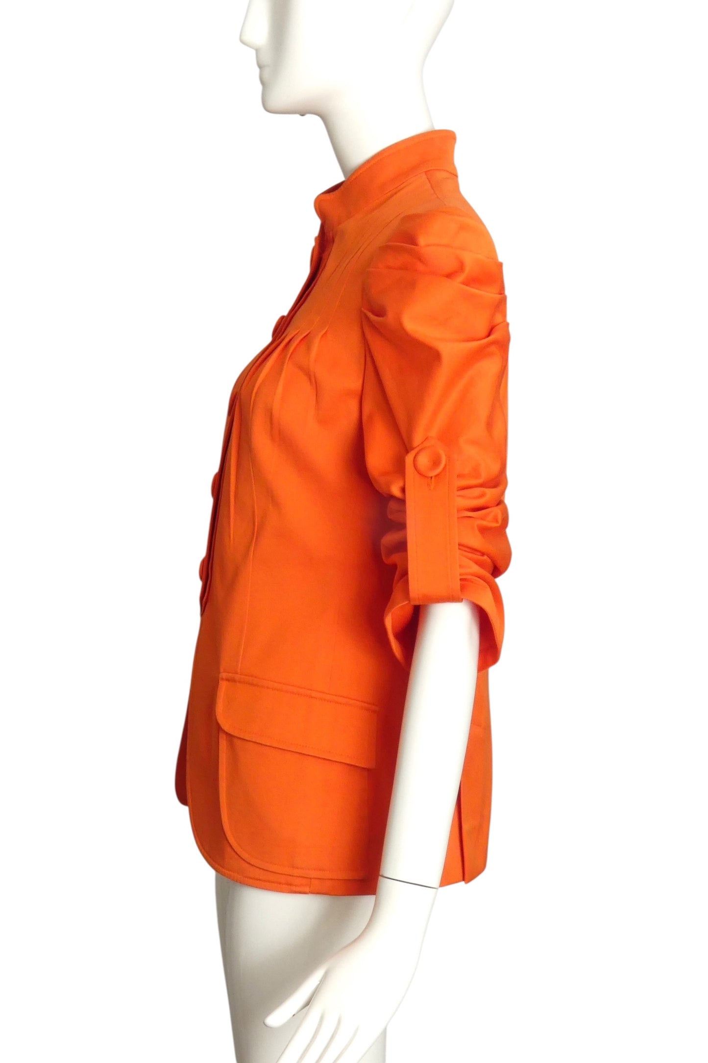 VERSACE- Orange Pleated Cotton Jacket, Size 6