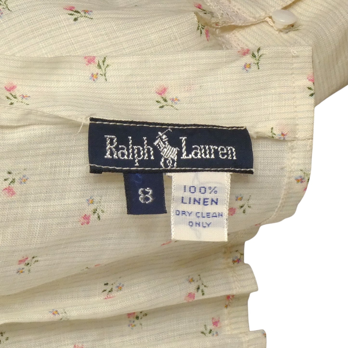 RALPH LAUREN - 1980s 2pc Floral Print Linen Dress, Size 8