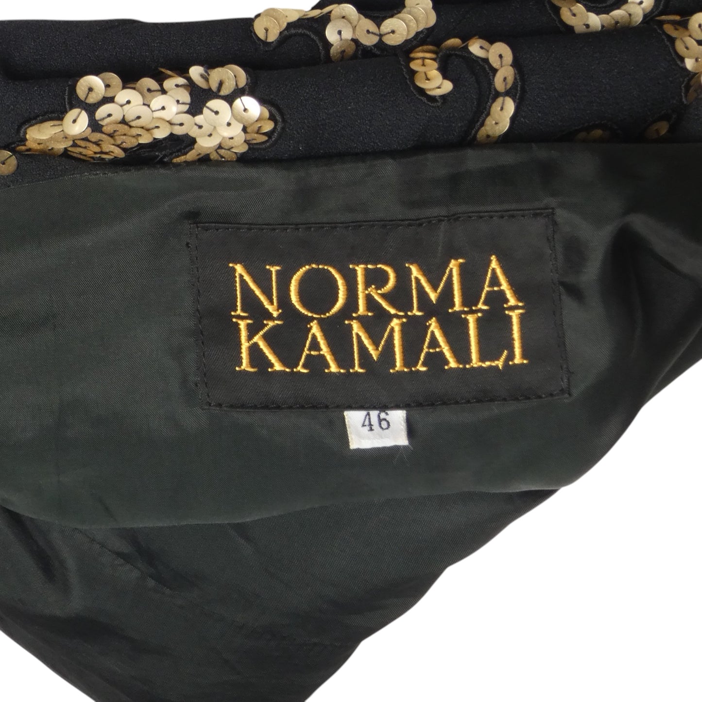 NORMA KAMALI- 1990s Black Sequin Crepe Jacket, Size 12