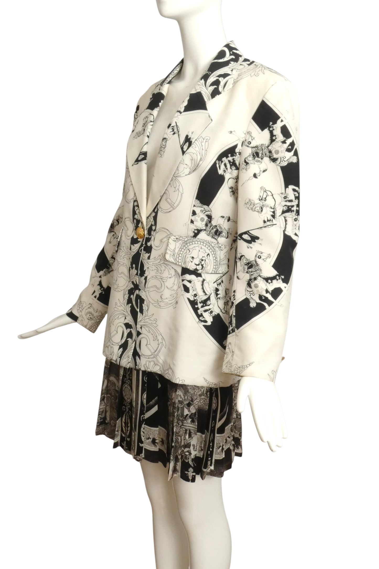 1980s Rayon Print Skirt Suit, Size 4