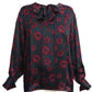 CHANEL- 1980s Floral Print Silk Blouse w/Bow, Size 12