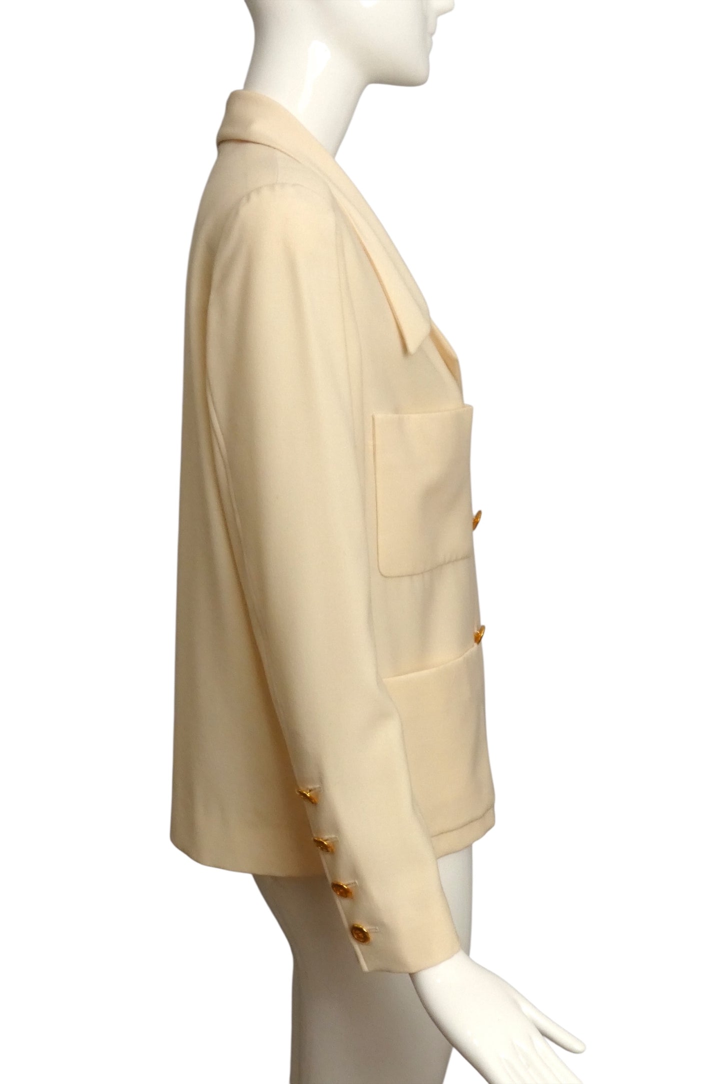 CHANEL- AS IS 1980s Ivory Double Breast Jacket, Size 8
