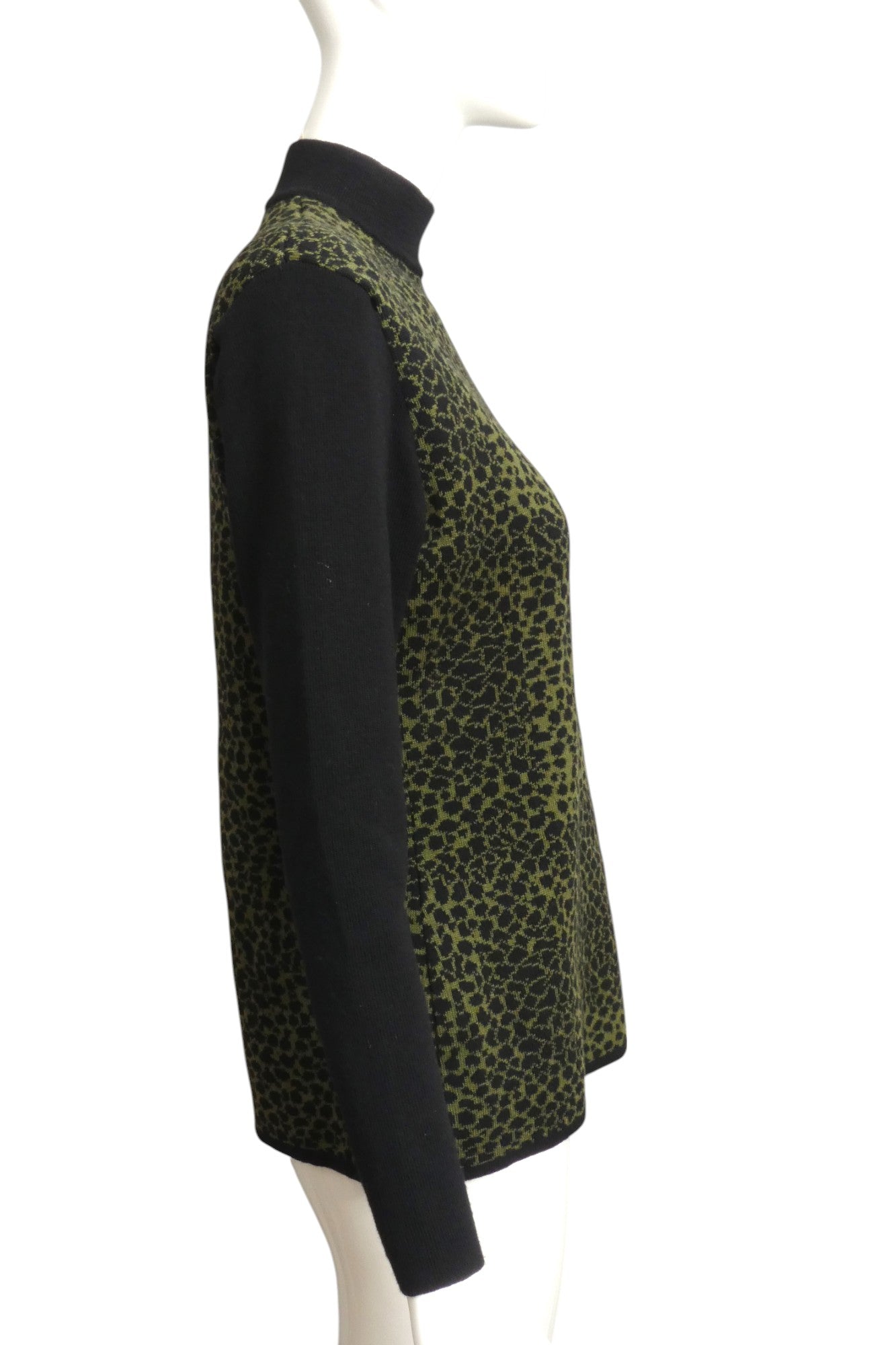 YVES SAINT LAURENT- 1990s Animal Print Wool Sweater, Size 10