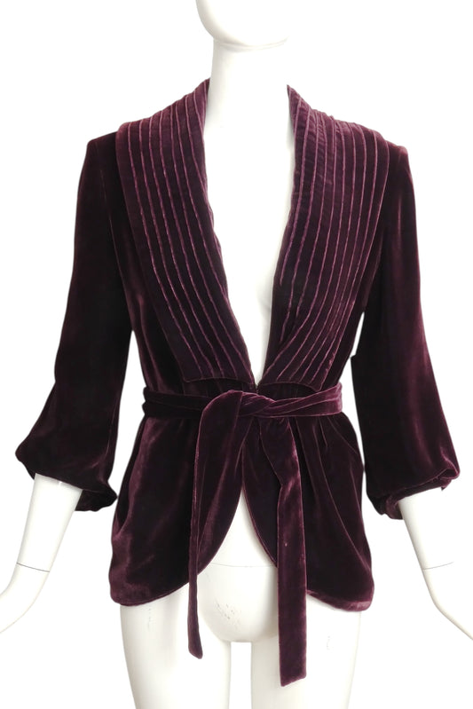 CHLOE- Purple Velvet Smoking Jacket, Size 6