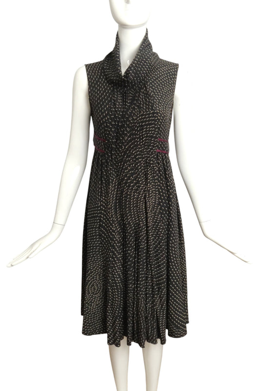 FENDI- Printed Silk Belted Dress, Size 4