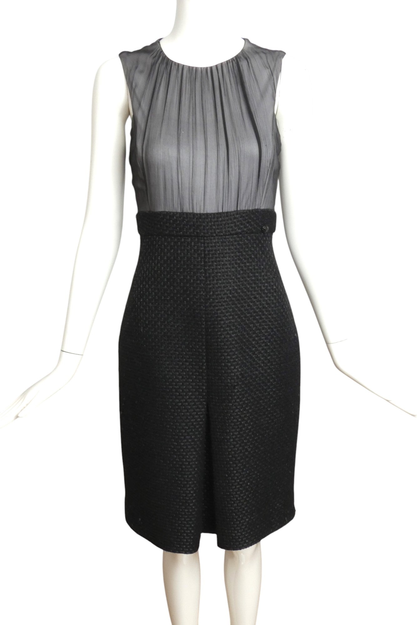 CHANEL- AS IS Chiffon & Tweed Shift Dress, Size 2