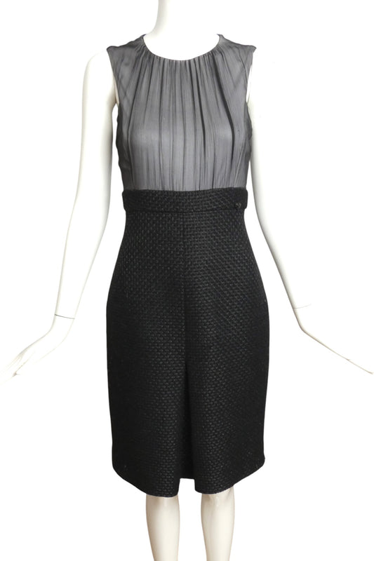 CHANEL- AS IS Chiffon & Tweed Shift Dress, Size 2