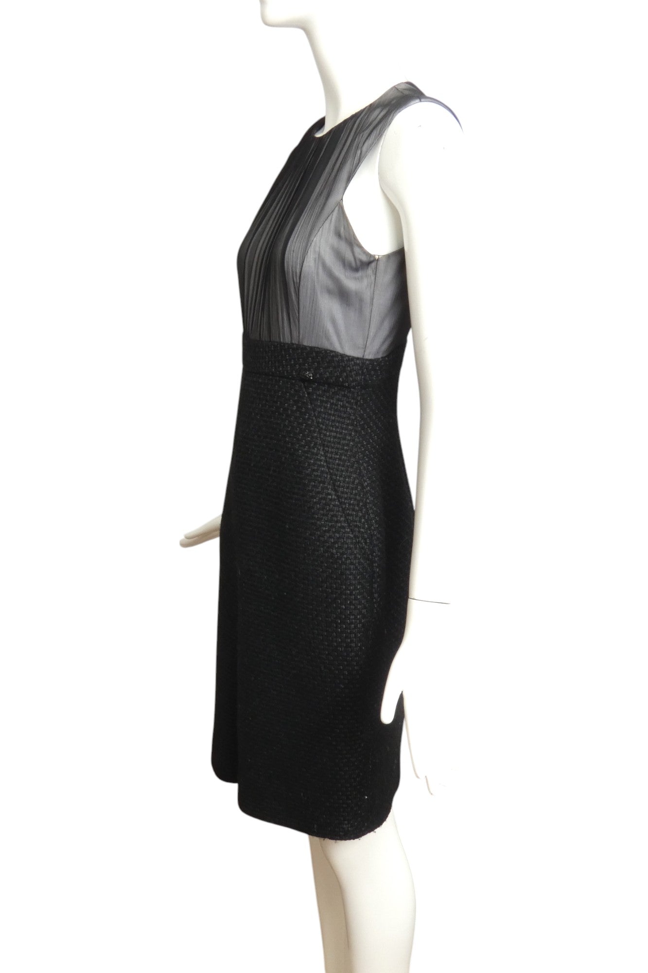 CHANEL- AS IS Chiffon & Tweed Shift Dress, Size 2