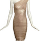 HERVE LEGER- NWT Metallic Gold Bandage Knit Mini Dress, Size XS