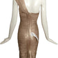 HERVE LEGER- NWT Metallic Gold Bandage Knit Mini Dress, Size XS