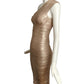 HERVE LEGER- NWT Metallic Gold Bandage Knit Mini Dress, Size XS