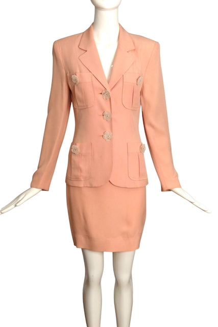 CHEAP & CHIC MOSCHINO- 1990s Pink Crepe Skirt Suit, Size 6