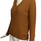 COURREGES- 1970s Brown Ribbed Knit Sweater, Size 6