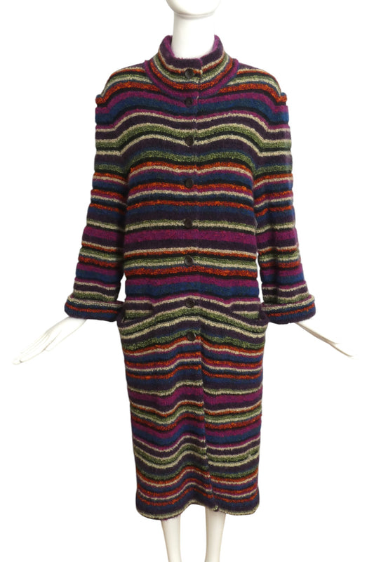 MISSONI- 1970s Wool Striped Coat, Size 10