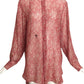 CHRISTIAN DIOR- Red Printed Silk Blouse, Size 8
