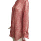 CHRISTIAN DIOR- Red Printed Silk Blouse, Size 8