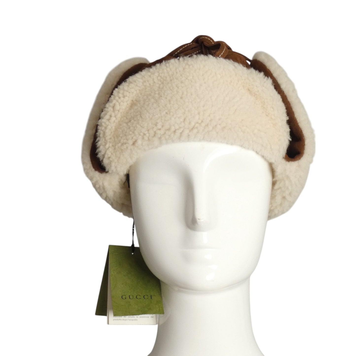 GUCCI- NWT 2023 Shearling & Brown Suede Trapper Hat, Size Medium
