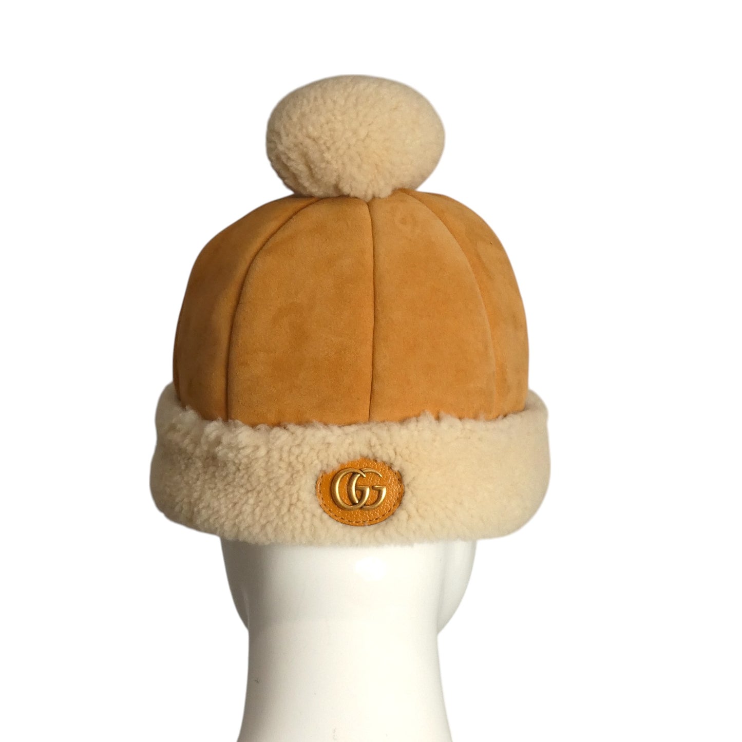 GUCCI- NWT Shearling & Suede Beanie, Size Medium
