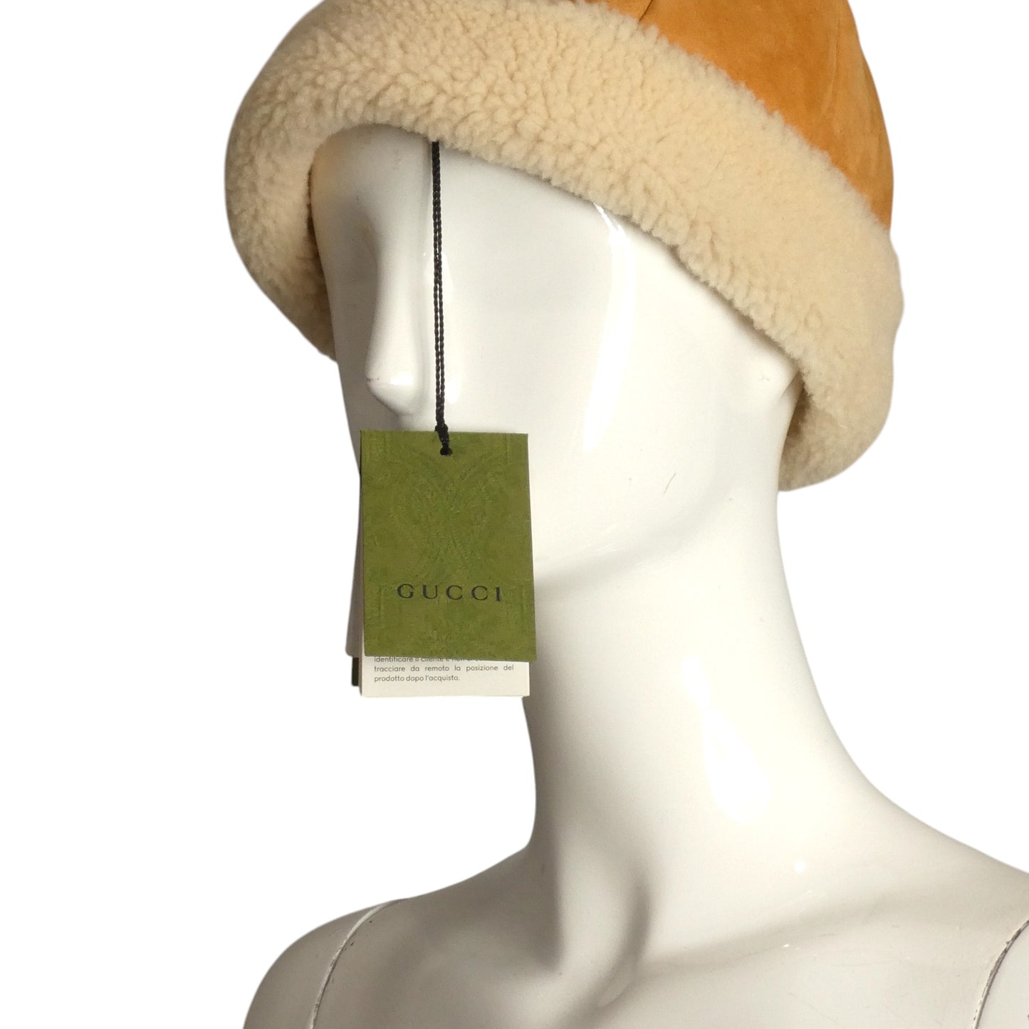 GUCCI- NWT Shearling & Suede Beanie, Size Medium