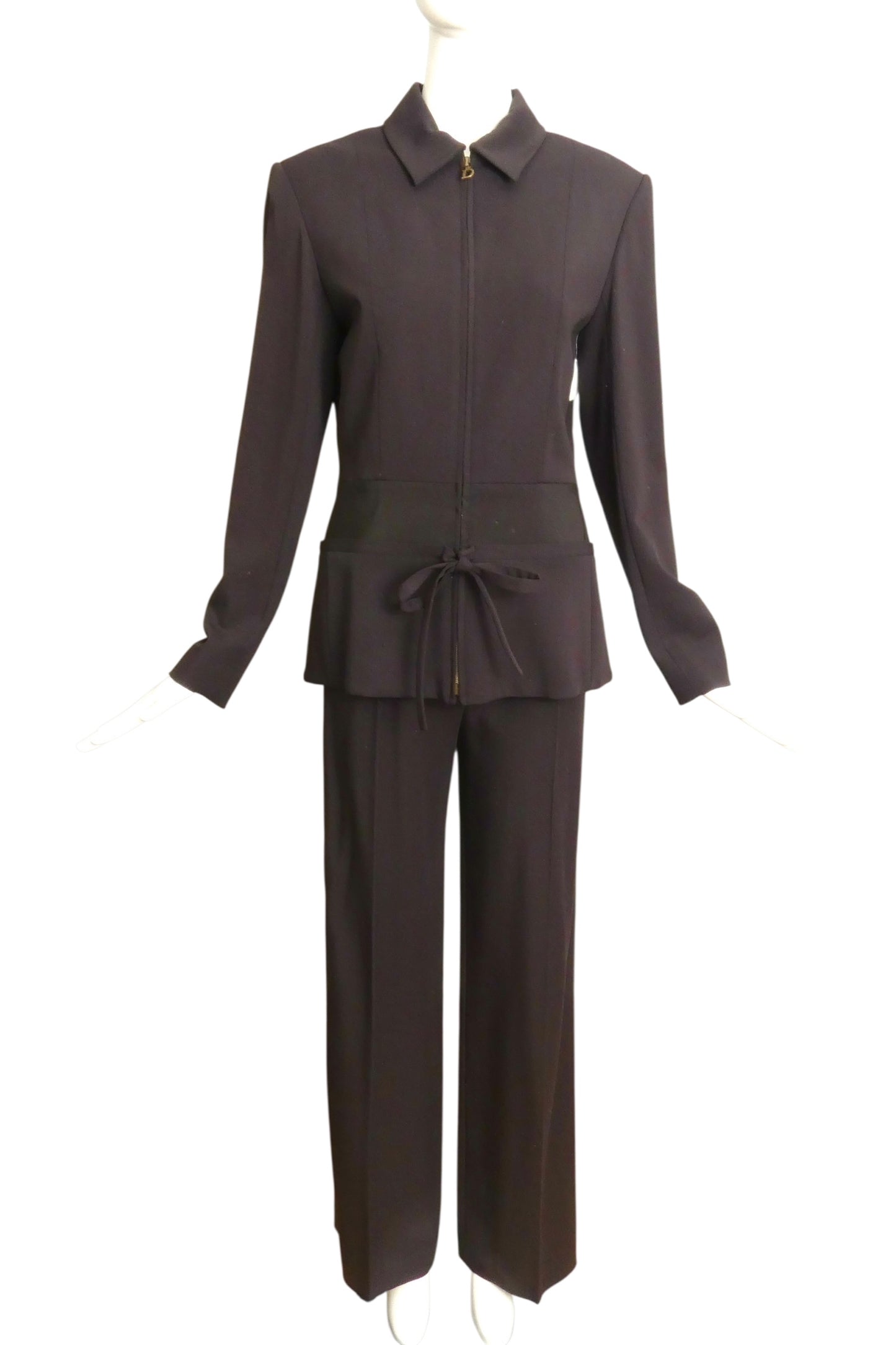 CHRISTIAN DIOR- 2001 Brown Wool Pant Suit, Size 8