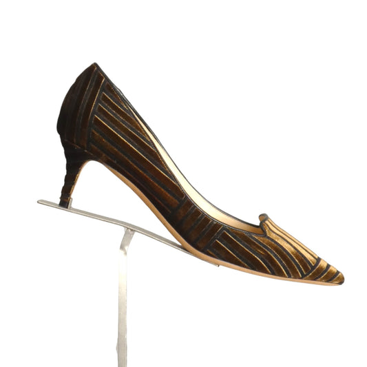 JIMMY CHOO- Stripe Velvet Kitten Heel Pumps, Size 39