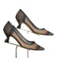 FENDI- Brown Mesh & Leather Zucca Pumps, Size 38.5
