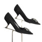 PRADA- Black Rhinestone Suede Pumps, Size 39