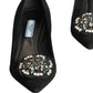 PRADA- Black Rhinestone Suede Pumps, Size 39
